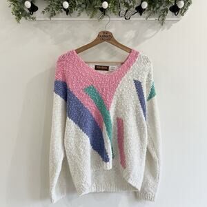 vintage Dolcezza grandmacore colorblock 80s sweater Cottagecore